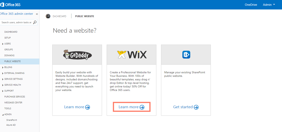 Creating a Wix Site Using Your Microsoft Office 365 Subscription | Help  Center 