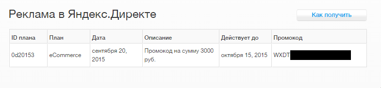 Как получить промокод яндекс директ 2016